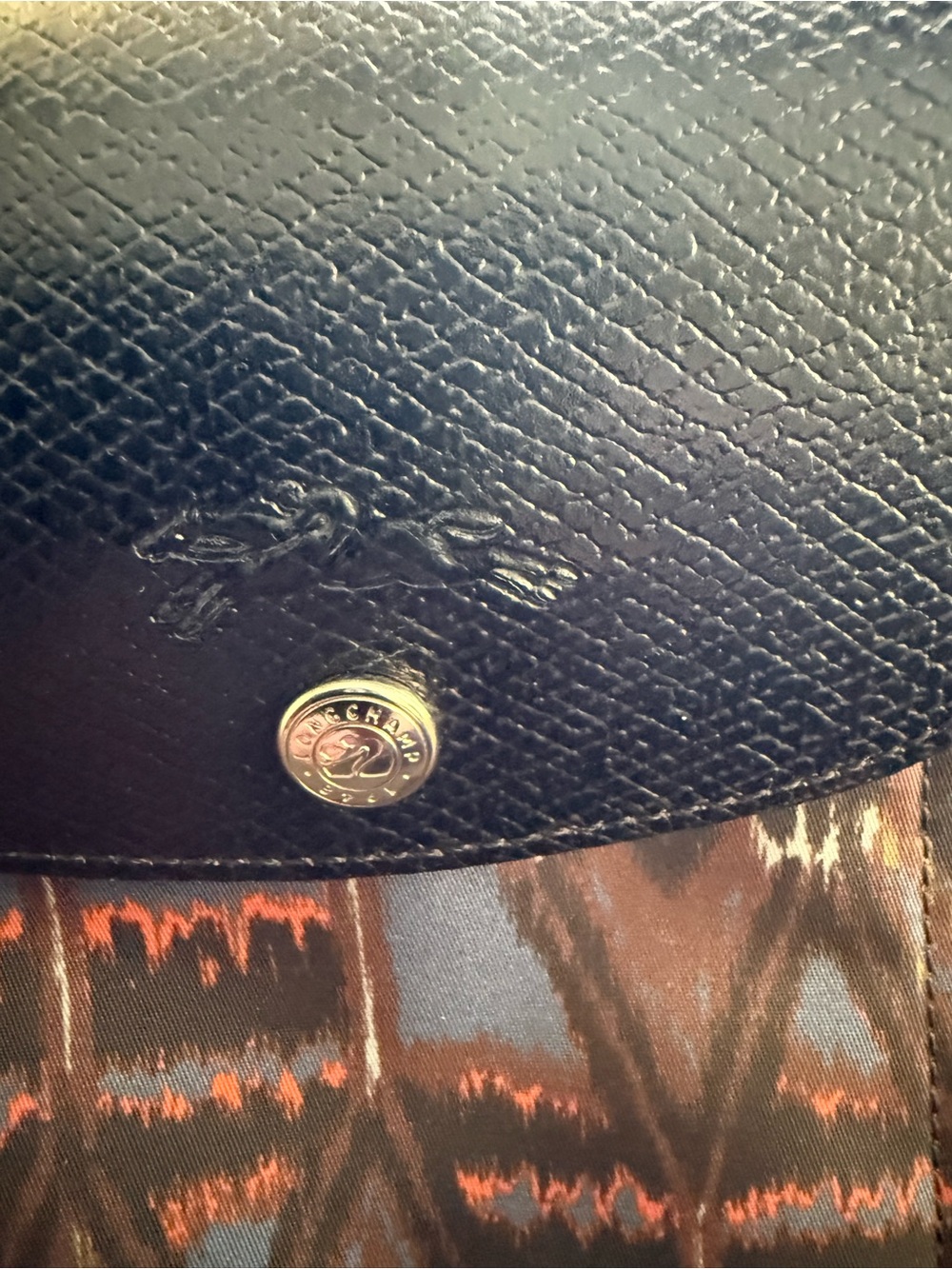 Longchamp Blue Brown Ikat Tote - Picture 6 of 11